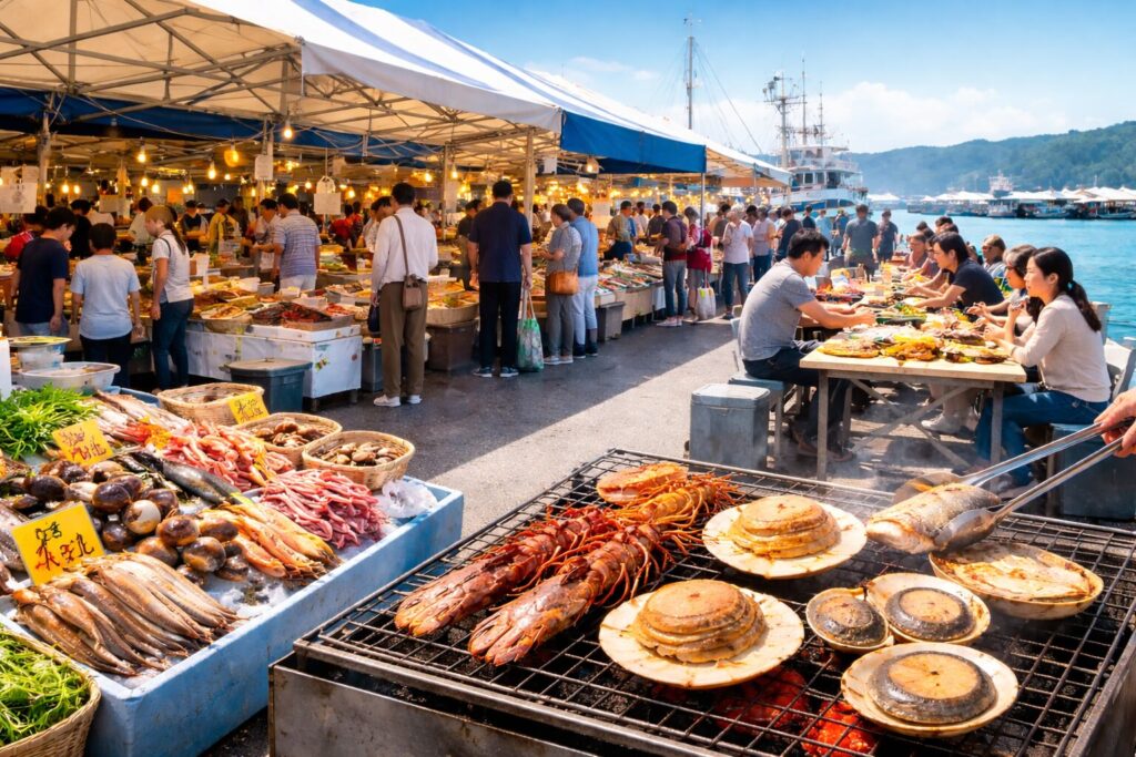 現在の画像: いすみ市・大原漁港 港の朝市