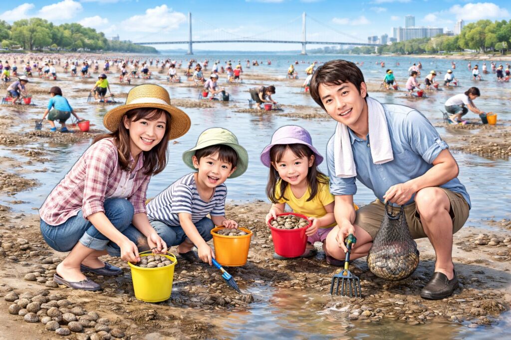 現在の画像: ふなばし三番瀬海浜公園の潮干狩り