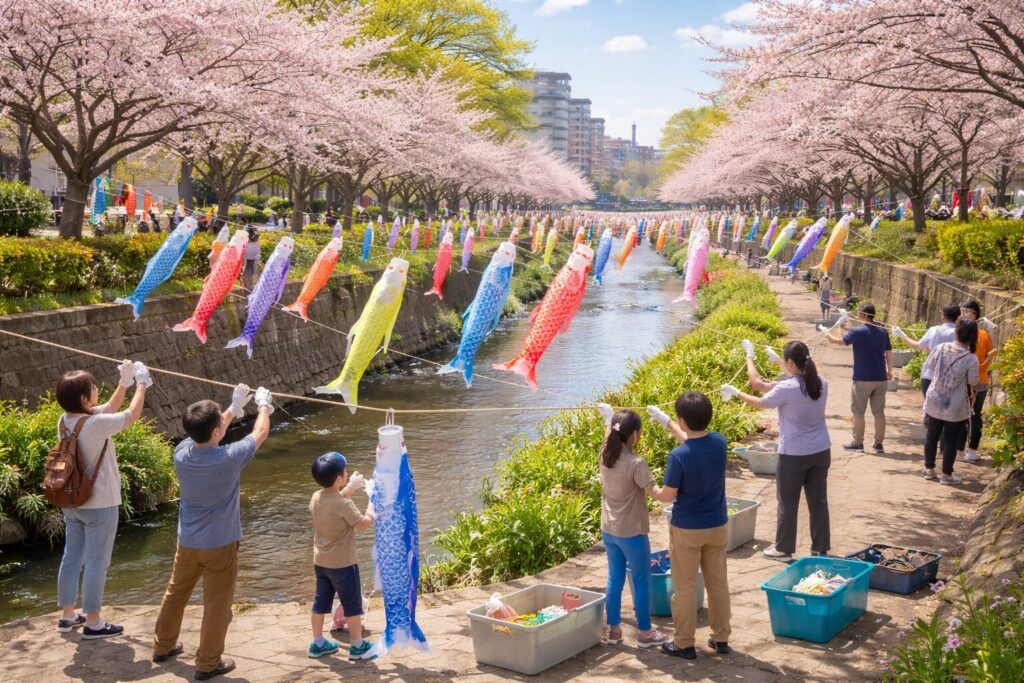 現在の画像: 境川こいのぼりイベント