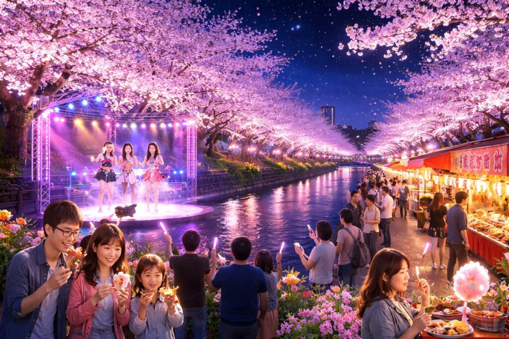 現在の画像: 八千代新川千本桜エコライトアップ