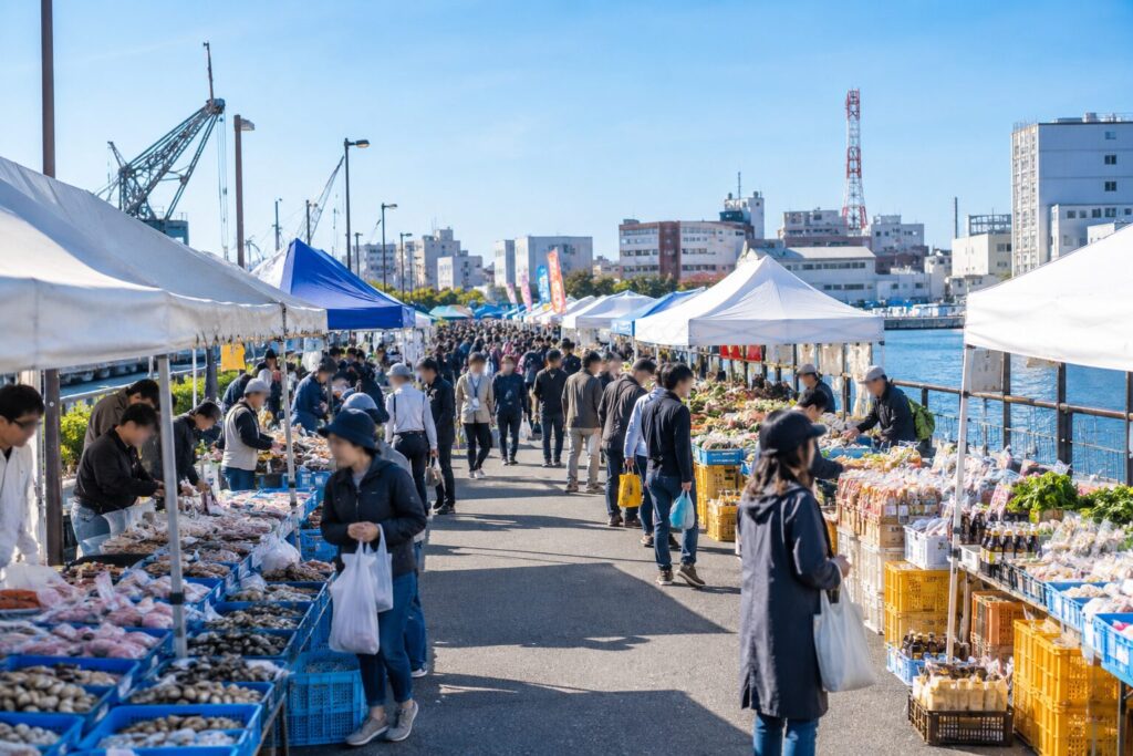 船橋漁港の朝市